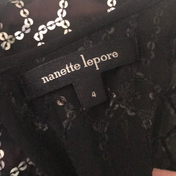 Nanette Lepore Black Sequined Top, Sz 4 - Picture 3 of 3